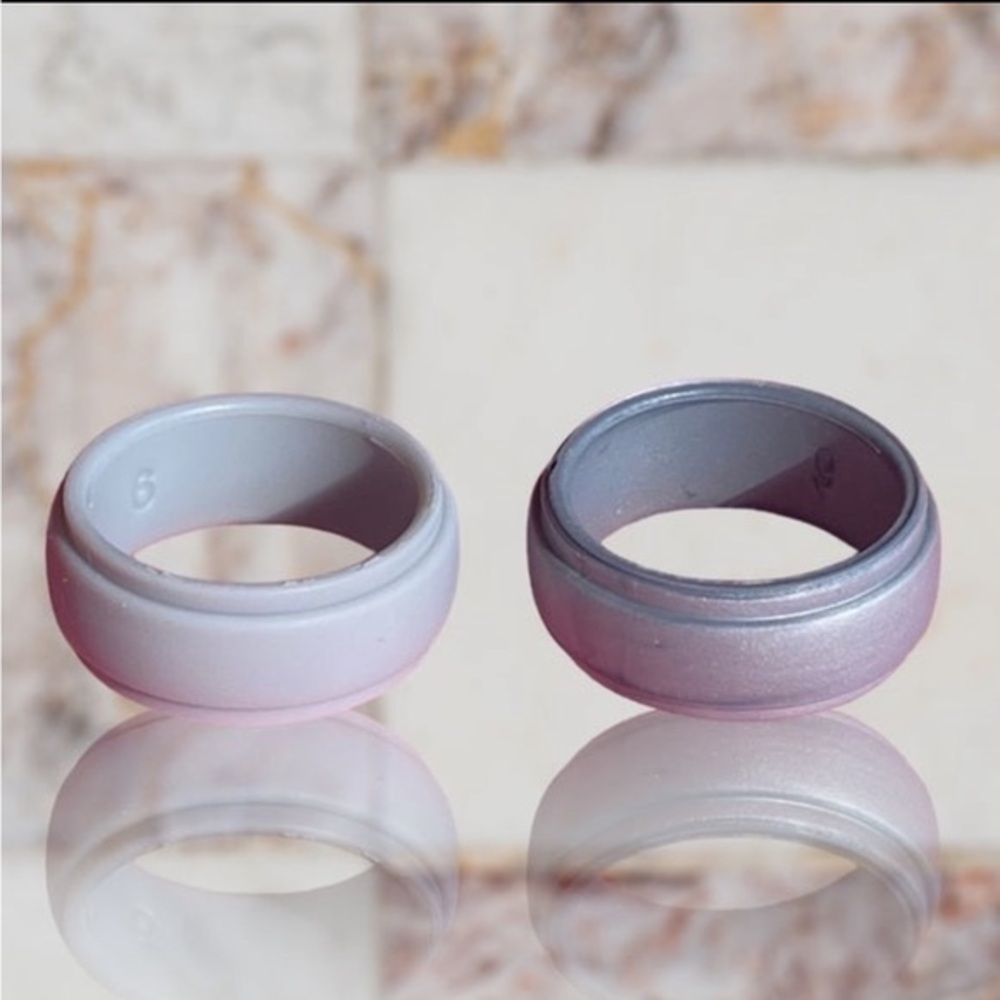 NEW Fine Fashion Unisex Any-Activity Silicon Ring 2-PACK Metallic Colors (9-12)